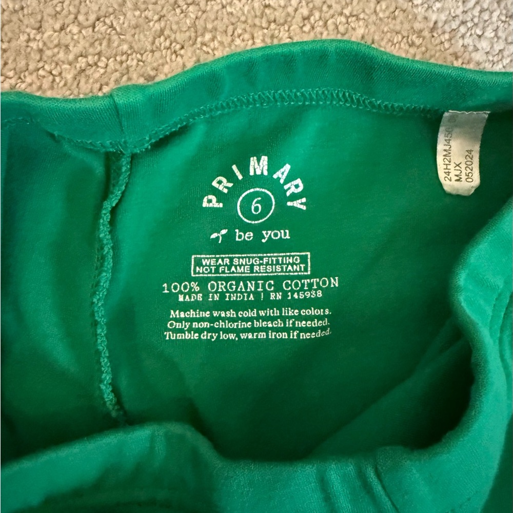 Primary Green and Blue Kids Unisex Pajama Sets (2) 100% Organic Cotton - Size 6 - Picture 5 of 10